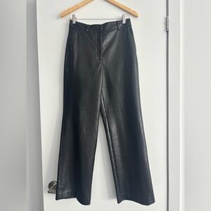 Babaton Black Leather Pants Wide Leg Pants